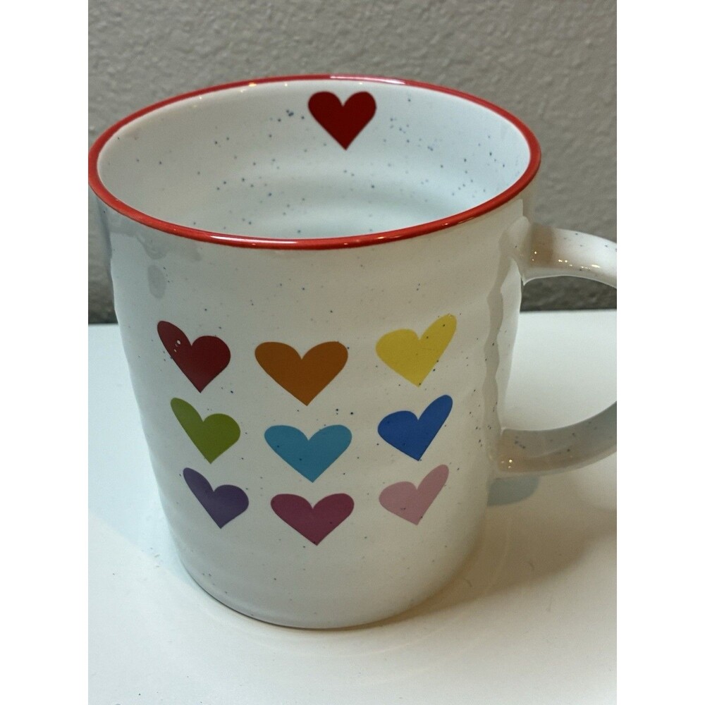 PRIMA DESIGN Hearts, Stoneware Speckled Ceramic Coffee Mug Cup